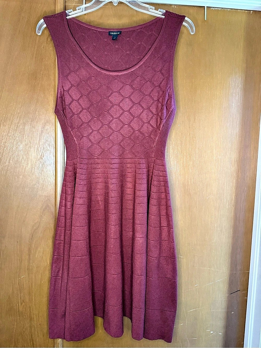 Torrid Size 1 1X Burgundy Knit Fit & Flare Sleeveless Dress